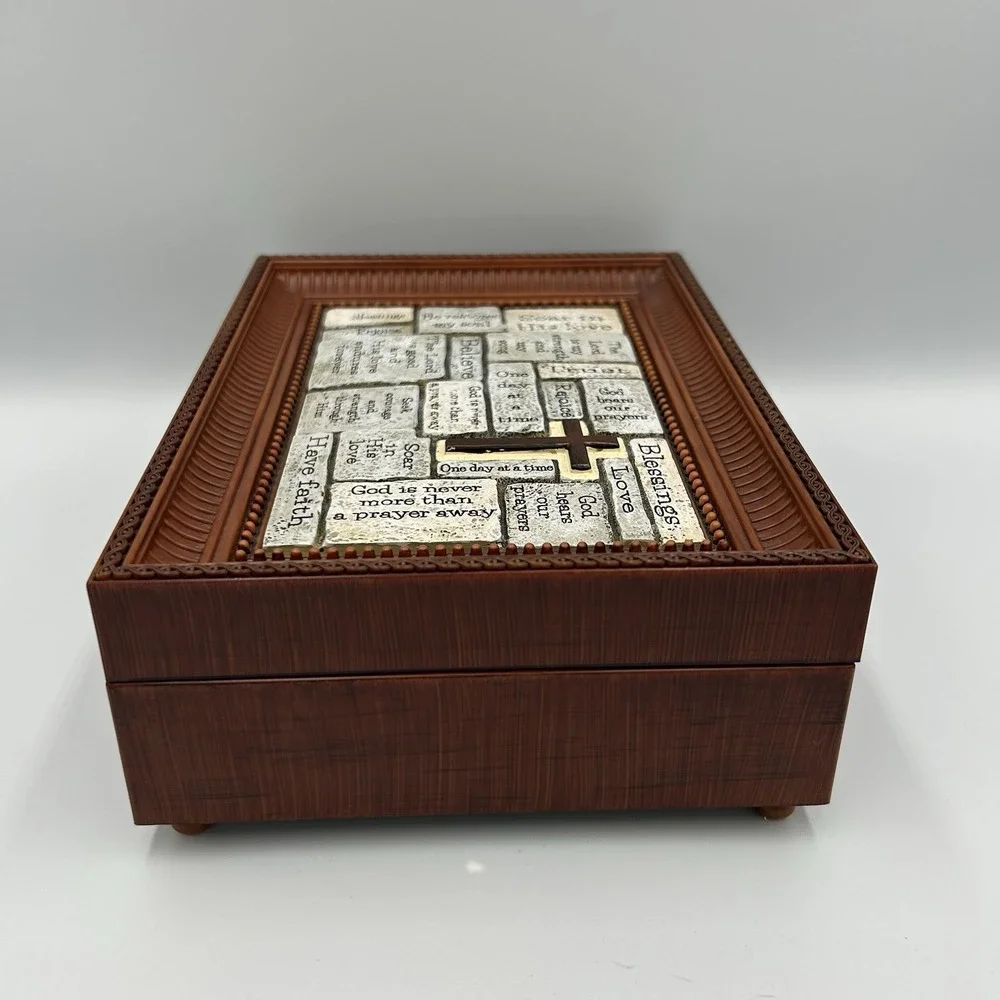 Sankyo Wooden Inspirational Music Jewelry Box‎ Religious